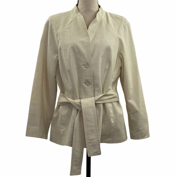 SIGNATURE Larry Levine Beige Pea Coat Size 14 - Picture 3 of 15